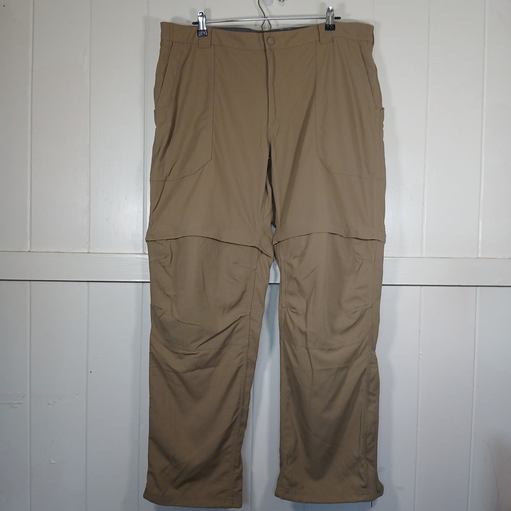 L.L. Bean Convertible Hiking Pants Mens XL-Reg‎ Tan Zip Off Nylon Cargo 288088